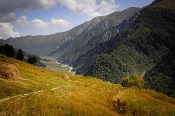 Wall Mural - Georgian Mountains landscape on the way from Mestia to Ushguli.