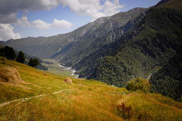 Wall Mural - Georgian Mountains landscape on the way from Mestia to Ushguli.