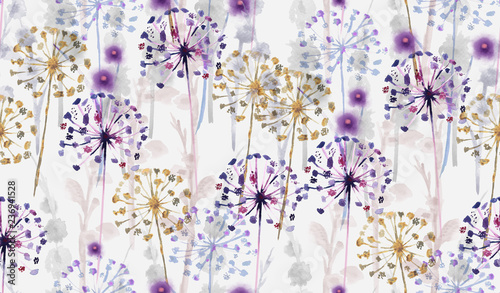 Plakat na zamówienie Seamless Watercolor wild floral pattern in hand painting style , delicate flower wallpaper