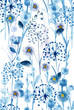 Watercolor monotone in blue wild floral pattern, delicate flower wallpaper