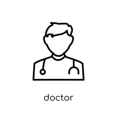 Doctor icon. Trendy modern flat linear vector Doctor icon on white background from thin line Professions collection