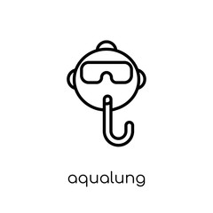 Aqualung icon. Trendy modern flat linear vector Aqualung icon on white background from thin line Nautical collection