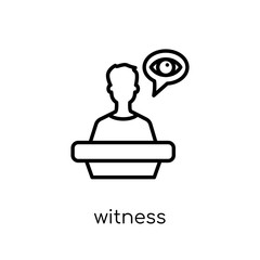 Witness icon. Trendy modern flat linear vector Witness icon on white background from thin line law and justice collection