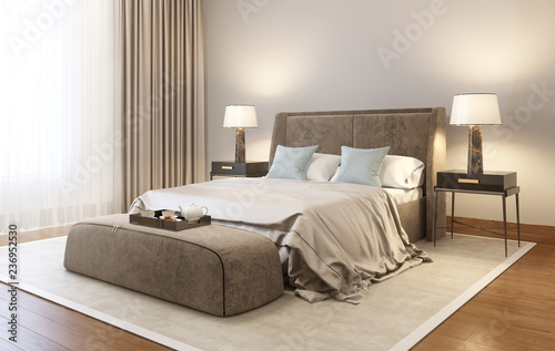 Modern Velvet Bedroom With Carpet And Wood Floor Kaufen Sie