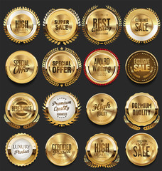 golden retro vintage badges and labels