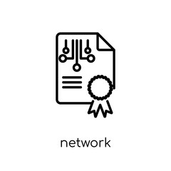 Wall Mural - network certificate icon. Trendy modern flat linear vector network certificate icon on white background from thin line Internet Security and Networking collection, outline vector illustration