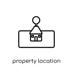 property location icon. Trendy modern flat linear vector property location icon on white background from thin line Maps and Locations collection