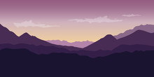 Beautiful Purple Mountain Wildlife Nature Landscape Vector Illustration EPS10