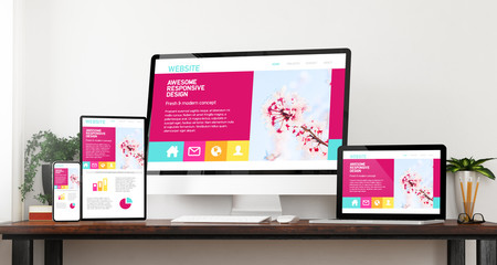 front view responsive awesome design website devices mockup