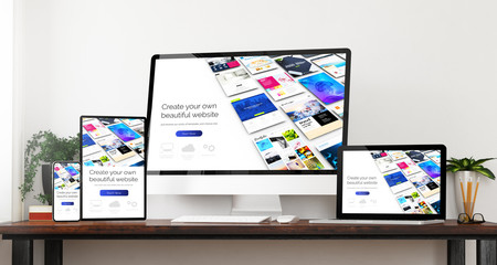 Wall Mural - front view website builder devices mockup
