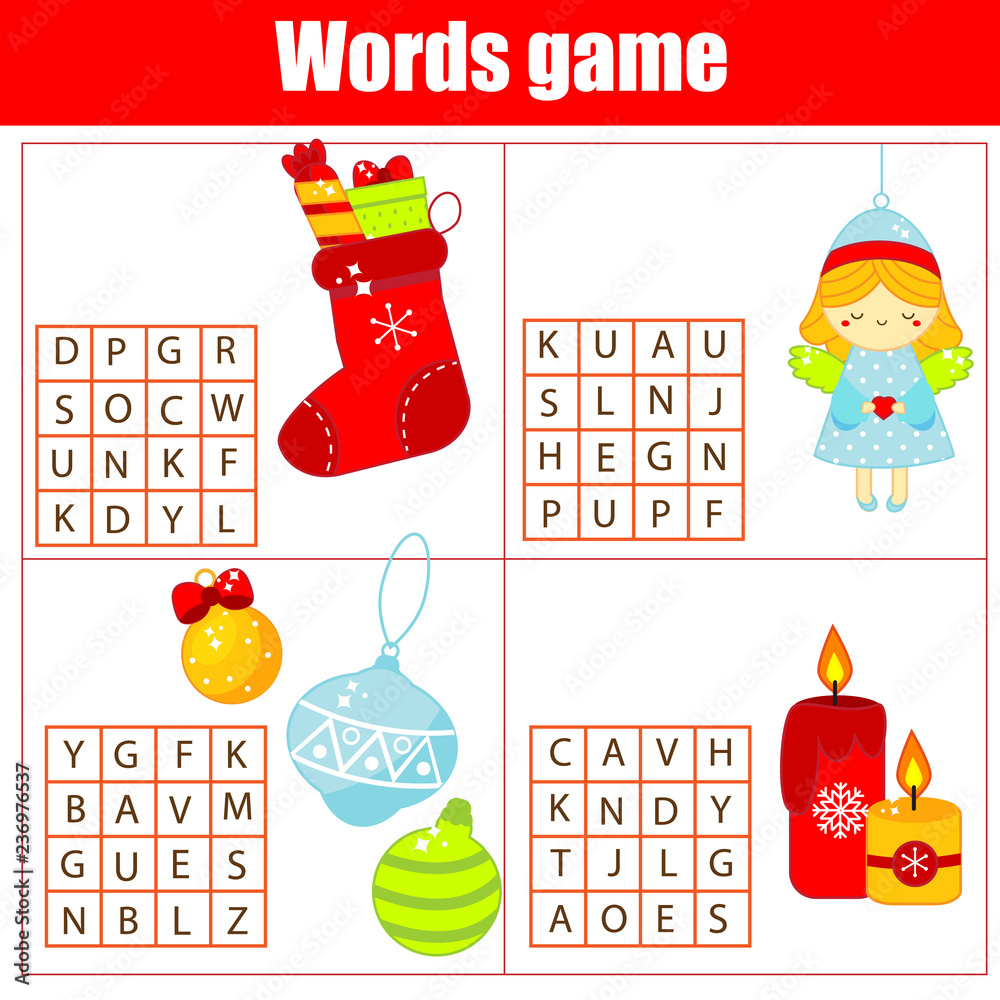 Educational game for children. Word search puzzle kids activity ...