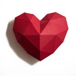 Paper hearth with shadow. Red polygonal paper heart for Valentine's day or any other Love invitation cards.