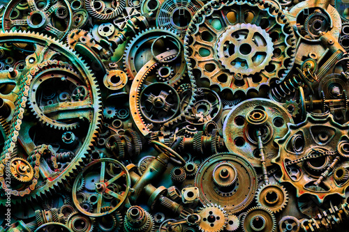  Obraz  Industrialny  tekstura-steampunk-backgroung-z-czesciami-mechanicznymi-kola-zebate