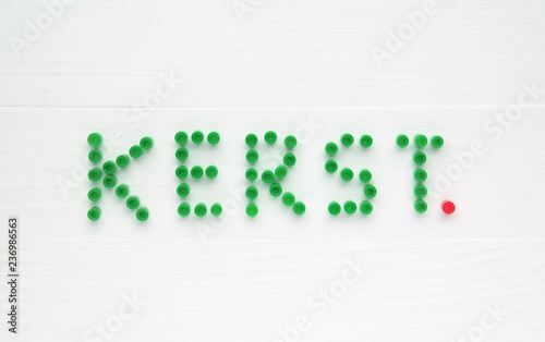 Christmas Card In Dutch Language Decorative String Beads Green