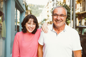 Wall Mural - Father and daughter laughing together