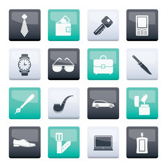 man accessories icons and objects over color background- vector illustration