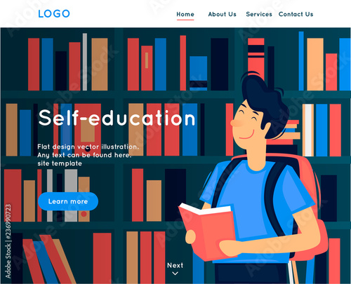 Site Template Self Education Reading Library Web Page Design Site Template Self Education Reading Library Web Page Design Website And Mobile Development Flat Vector Ilration In Cartoon Style