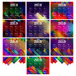 Abstract Gradient Mesh background with geometric concept of Calendar 2019 Template