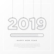 Happy New Year 2019 card theme. strip loading time button with rope hanger on white background