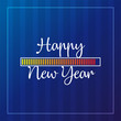 Happy New Year 2019 card theme. yellow loading time button on blue strip background