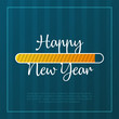 Happy New Year 2019 card theme. yellow loading time button on green strip background