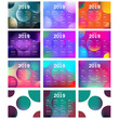 Simple template of 2019 colorful calendar on Trendy color background. Vector illustration of colourful design template with circles style. Abstract background with gradient mesh style
