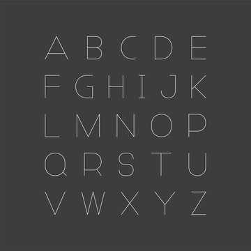 Simple minimalistic font. Vector  english alphabet. Thin linear latin letters