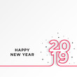Happy New Year 2019 card theme. line red on white gradient background