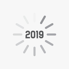 Poster - Happy New Year 2019 card theme. Loading time sign icon for countdown. vector eps