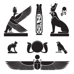 Set of ancient egypt silhouettes