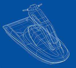 Wall Mural - Jet ski sketch. 3d illustration