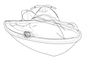 Wall Mural - Jet ski sketch. 3d illustration