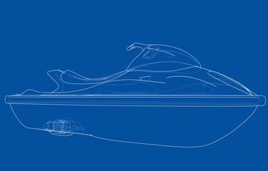 Wall Mural - Jet ski sketch. 3d illustration