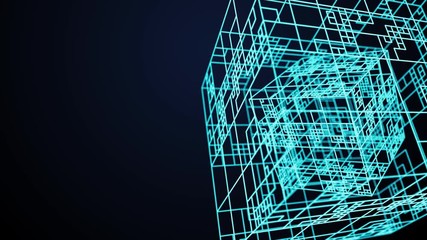 Poster - 3d render abstract technology simple background with element. atom array complex structure with dept