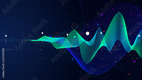 Cuadros en Lienzo Big data stream futuristic infographic business analytics presentation, vector i