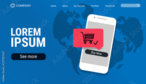 Website Template Designs Smart Phone And Mobile Phone On Map