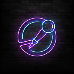 Wall Mural - Vector realistic isolated neon sign of Karaoke logo for decoration and covering on the wall background. Concept of night club and live music.