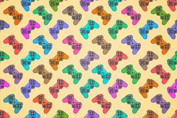 Poster - Video game controller background Gadgets seamless pattern