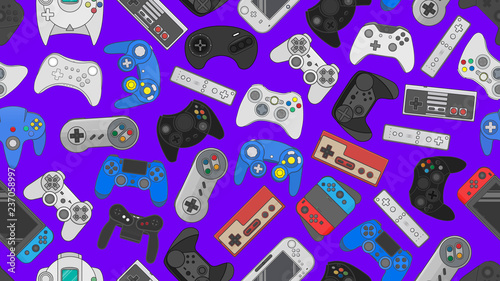 Fotografía Video game controller background Gadgets seamless pattern