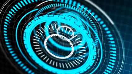 Wall Mural - digital ai technology background. futuristic blue virtual graphic element. hud design. 3d rendering.