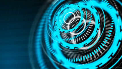 Wall Mural - digital ai technology background. futuristic blue virtual graphic element. hud design. 3d rendering.