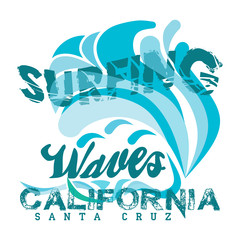  t-shirt surfing california, graphic print design, surfers print
