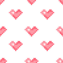 Wall Mural - geek valentine's day pixel hearts seamless pattern background. pixel art heart. love and valentine. 