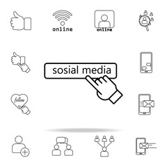 Poster - social media and finger icon. sosial media network icons universal set for web and mobile