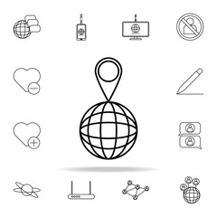 Poster - pin in global icon. sosial media network icons universal set for web and mobile