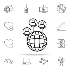 Poster - global contacts icon. sosial media network icons universal set for web and mobile