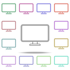 Poster - monitor line icon. elements of computer hardware in multi color style icons. simple icon for website