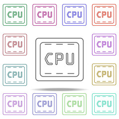 Aufkleber - CPU line icon. Elements of computer hardware in multi color style icons. Simple icon for websites, web design, mobile app, info graphics