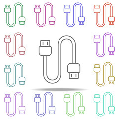 Poster - usb cable line icon. Elements of computer hardware in multi color style icons. Simple icon for websites, web design, mobile app, info graphics