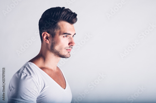 Male Beauty Concept Portrait Of Handsome Young Man With Stylish